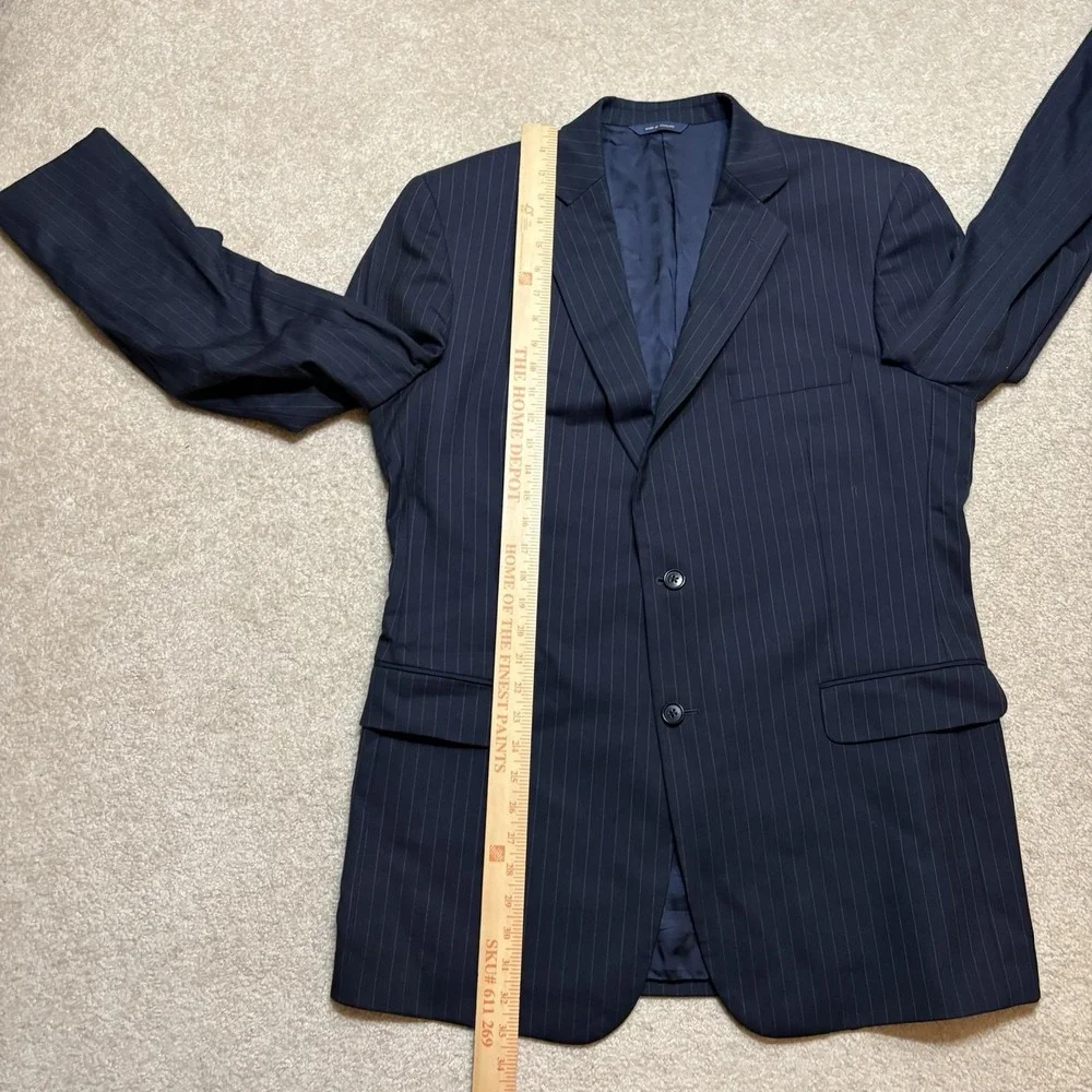 Brooks Brothers Blazer Mens 44L Blue Navy Pinstripe Wool Suit Jacket Two Button